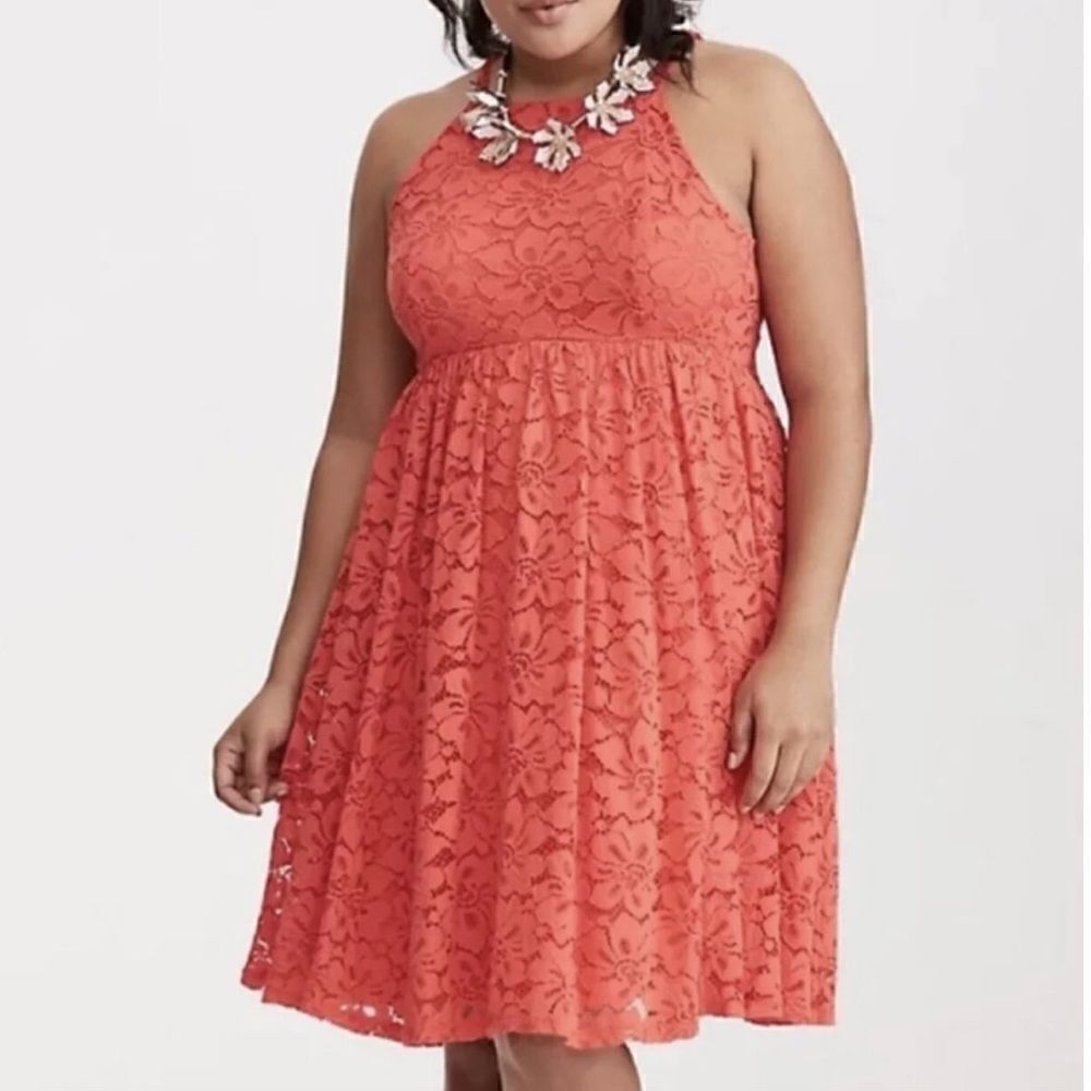 torrid Coral Lace Halter Dress